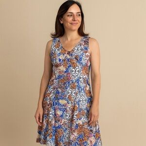 Studio Works Colorful Boho Vacation Resort Sleeveless
A-Line V-Neck Dress Sz L